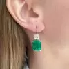 12.5ctw Emerald Cut Green Sapphire Drop Earrings
