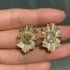 12ctw White and Yellow Sapphire Flower Earrings