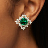 11.5ctw Cushion Cut Emerald Stud Earrings