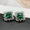 11.5ctw Cushion Cut Emerald Stud Earrings