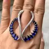 7.95ct Pear Cut Blue Sapphire Cuff Earrings