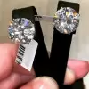 13ctw Round Cut White Sapphire Stud Earrings