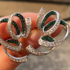 White & Green Swirl Ruban Design Earrings