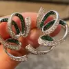 White & Green Swirl Ruban Design Earrings