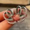 White & Green Swirl Ruban Design Earrings