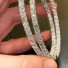 10.15ct Round Cut White Sapphire Double Hoop Earrings