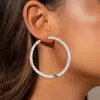 10.15ct Round Cut White Sapphire Double Hoop Earrings