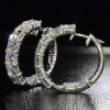 9ctw Asscher Cut White Sapphire Hoop Earrings