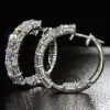 9ctw Asscher Cut White Sapphire Hoop Earrings