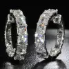 9ctw Asscher Cut White Sapphire Hoop Earrings