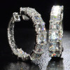 9ctw Asscher Cut White Sapphire Hoop Earrings
