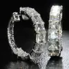 9ctw Asscher Cut White Sapphire Hoop Earrings