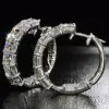9ctw Asscher Cut White Sapphire Hoop Earrings