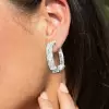 9ctw Asscher Cut White Sapphire Hoop Earrings