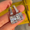 6.7ct Radiant Cut White Sapphire Drop Earrings