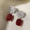 7.5ct Cushion Cut Ruby Drop Earrings for Women