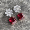 7.5ct Cushion Cut Ruby Drop Earrings for Women