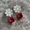 7.5ct Cushion Cut Ruby Drop Earrings for Women
