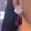 Cushion Cut Ruby Earrings Ring and Necklace Jewelry Set