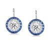 2.0ct Round Cut White & Blue Sapphire Drop Earrings