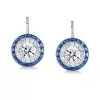 2.0ct Round Cut White & Blue Sapphire Drop Earrings