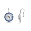 2.0ct Round Cut White & Blue Sapphire Drop Earrings