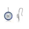 2.0ct Round Cut White & Blue Sapphire Drop Earrings