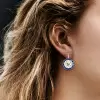 2.0ct Round Cut White & Blue Sapphire Drop Earrings