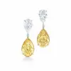 15ctw Pear Cut Yellow Sapphire Drop Earrings