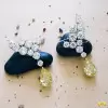 Pear Cut Yellow Sapphire Cluster Drop Earrings