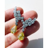 Pear Cut Yellow Sapphire Cluster Drop Earrings