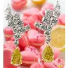 Pear Cut Yellow Sapphire Cluster Drop Earrings