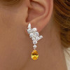 Pear Cut Yellow Sapphire Cluster Drop Earrings