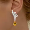 Pear Cut Yellow Sapphire Cluster Drop Earrings