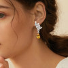 Pear Cut Yellow Sapphire Cluster Drop Earrings