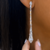 3.5ctw Exquisite Pear & Rectangular Cut Drop Earrings
