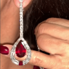 3.5ctw Halo Pear Cut Ruby Drop Earrings