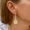 5.5ct Cushion Cut Yellow Sapphire Halo Drop Earrings
