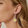 5.5ct Cushion Cut Yellow Sapphire Halo Drop Earrings