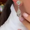 23.36CTW Pear Cut White Sapphire Drop Earrings