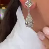 23.36CTW Pear Cut White Sapphire Drop Earrings