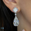 23.36CTW Pear Cut White Sapphire Drop Earrings