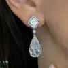 23.36CTW Pear Cut White Sapphire Drop Earrings