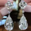 23.36CTW Pear Cut White Sapphire Drop Earrings