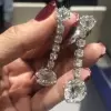 4ct Round Cut White Sapphire Drop Earrings