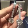 4ct Round Cut White Sapphire Drop Earrings