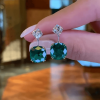 13.6ctw Cushion Cut Emerald Drop Earrings