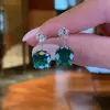 13.6ctw Cushion Cut Emerald Drop Earrings