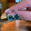 13.6ctw Cushion Cut Emerald Drop Earrings