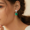13.6ctw Cushion Cut Emerald Drop Earrings